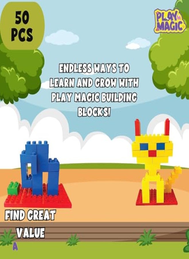PlayMagic DIY Building Block Construction Set of 50 Pieces|Learning & Educational Puzzle Toy|Roleplay Activity Set|Motor Skill Development Construction Toy|Birthday-Return Gift for Kids|Made in India - Image 4